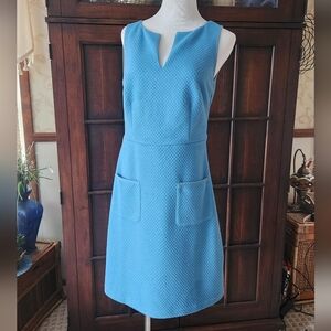 Blue Sleeveless Textured Dress